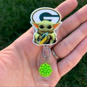 Baby Yoda Green Bay Packers Badge Holder